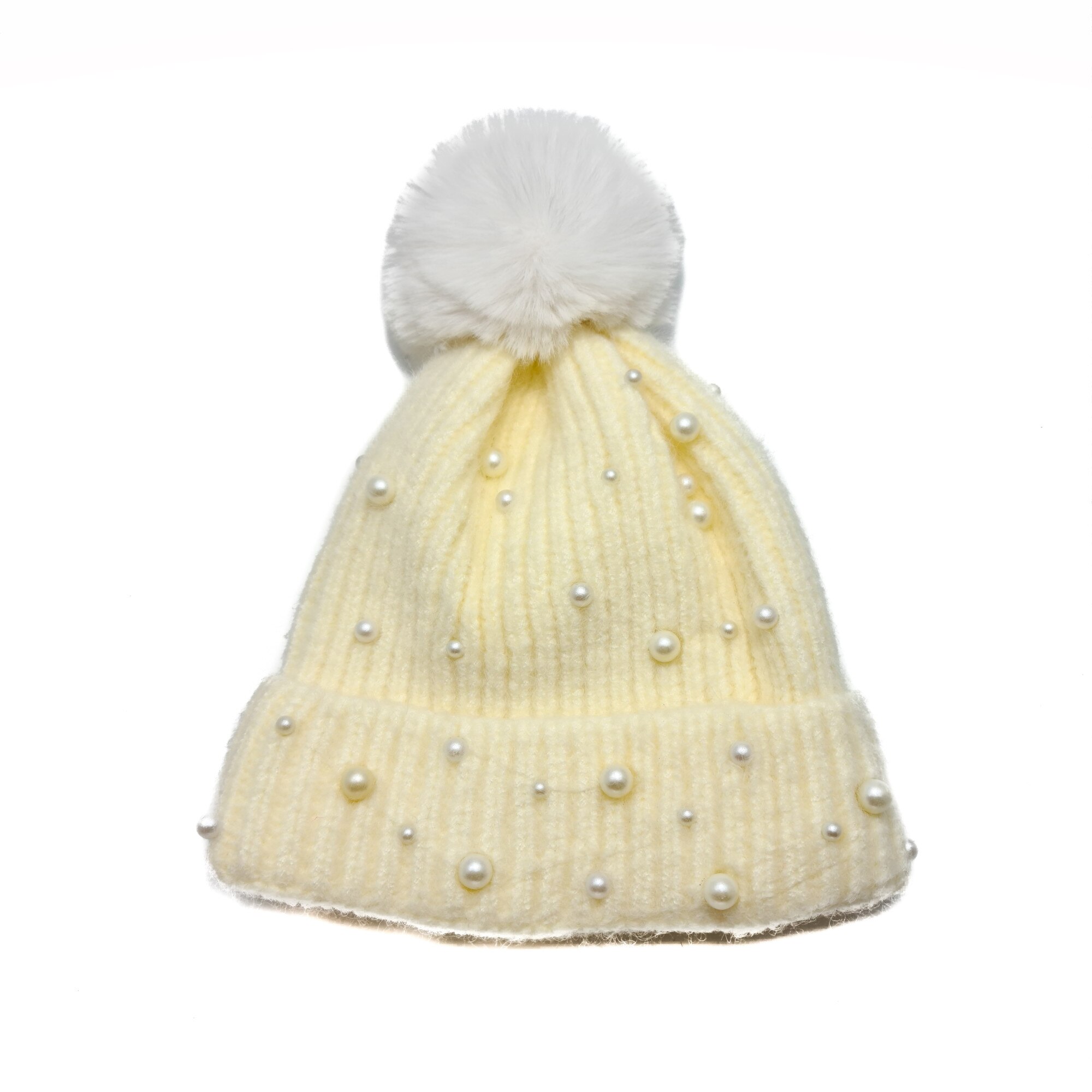 Caciula cu aplicatii perle, Tia Accesorii, alba