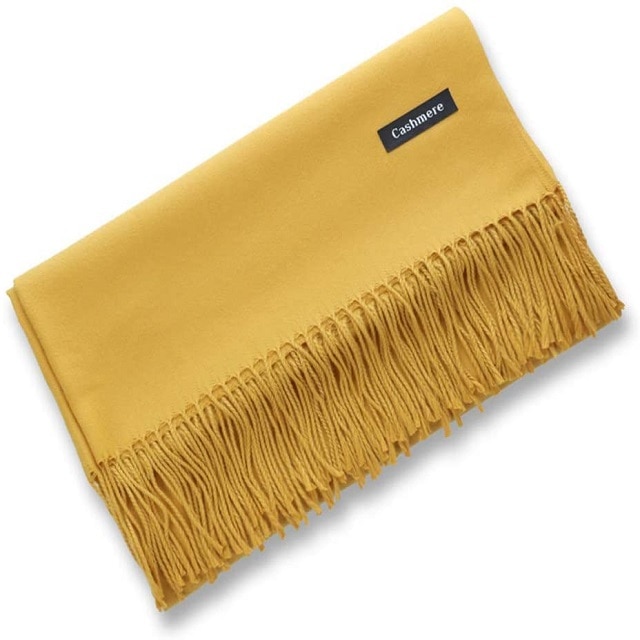 Esarfa tip fular din casmir, eleganta, culoare galben, 180x70 cm