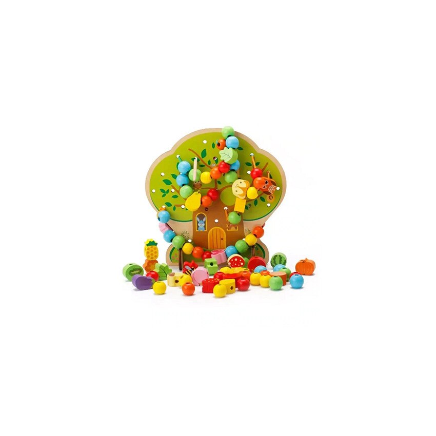 Joc de snuruit Pomul cu surprize, din lemn 102 piese, Unitoys