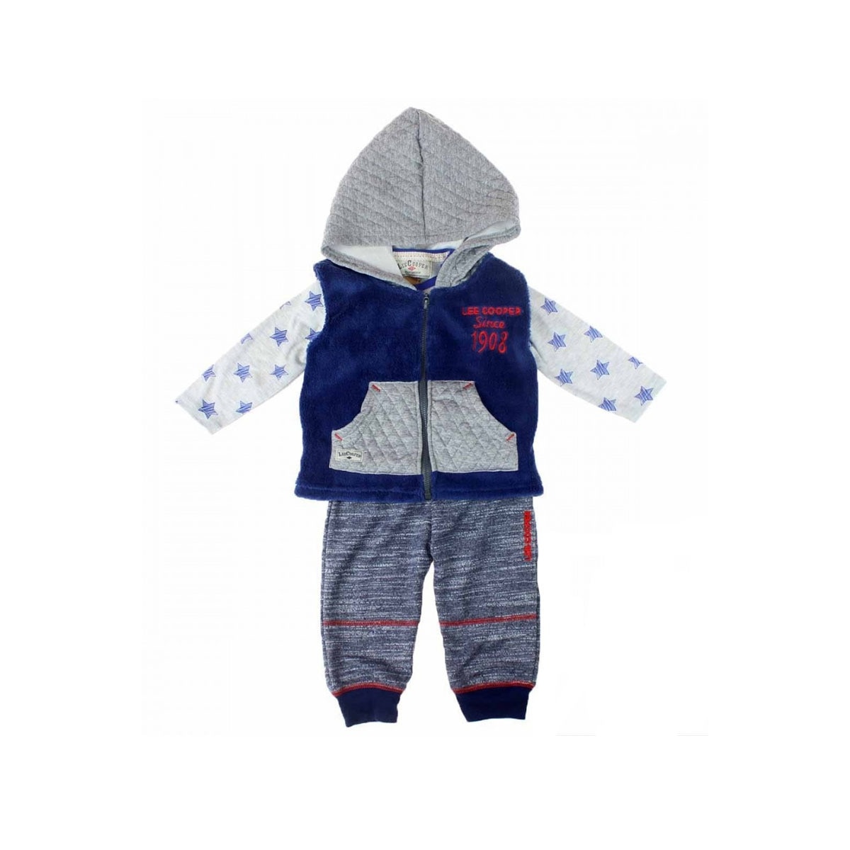Set 3 piese vesta, bluza si pantalonasi, bebe, Lee Cooper, Albastru