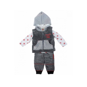Set 3 piese vesta, bluza si pantalonasi, bebe, Lee Cooper, Gri Set 3 piese vesta, bluza si pantalonasi, bebe, Lee Cooper, Gri