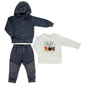 Set bumbac 3 piese Bebetto - Enjoy Today, Bleumarin Set bumbac 3 piese Bebetto - Enjoy Today, Bleumarin