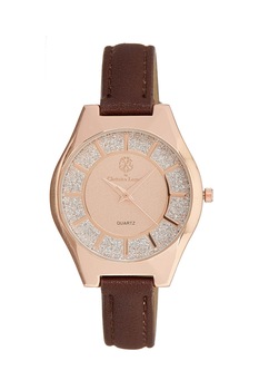 Christian Lacroix, Ceas analog cu o curea din piele, Maro inchis Christian Lacroix, Ceas analog cu o curea din piele, Maro inchis