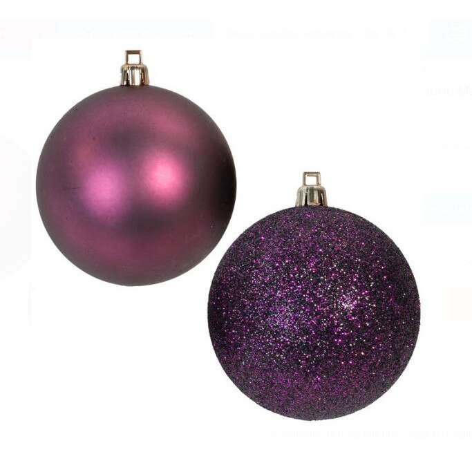 Set globuri de Craciun iFriends, Violet, 7 cm - 12 buc.