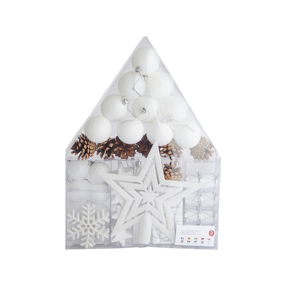 Set 60 globuri din plastic Actuel, albe