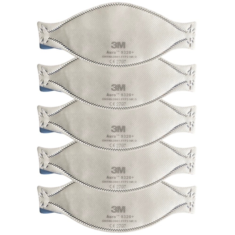 Set 5 masti FFP2 3M 9320+ Aura, fara valva, certificat CE
