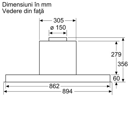 Hota incorporabila Bosch DBB96AF50, Putere de absorbtie 620 mc/h, Clasa A, 3 trepte de putere, 90 cm, Inox