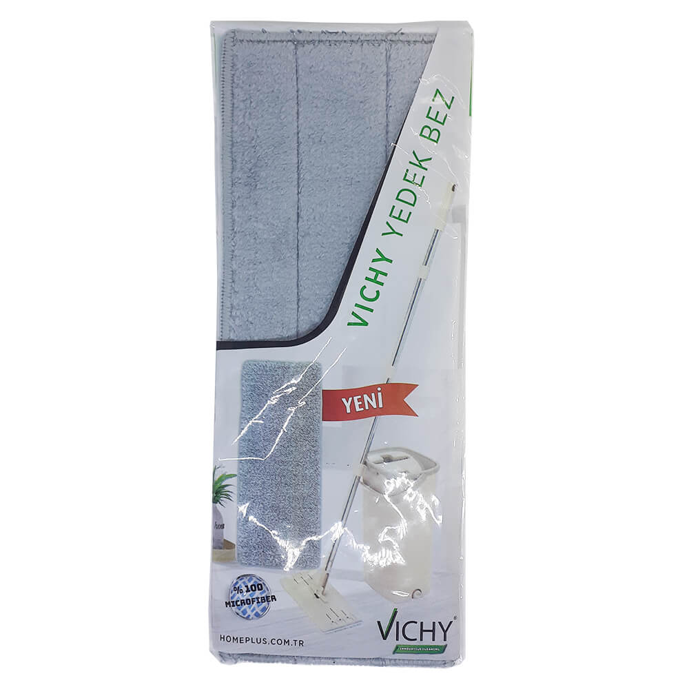 Rezerva Mop Plat VICHY Decorev, 31x12 cm, Microfibra, Culoare Gri