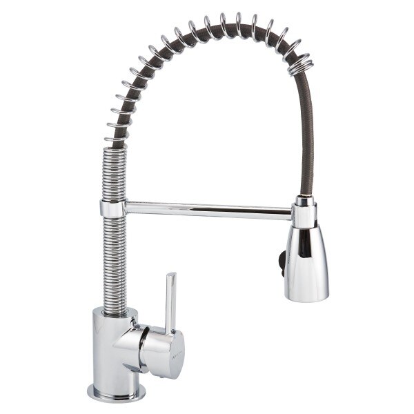 Baterie pentru bucatarie Ferro Nobless Oval, pipa mobila cu dus, crom, cartus ceramic