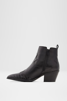 Aldo, Botine de piele cu varf ascutit Mersey, Negru, 8.5 Aldo, Botine de piele cu varf ascutit Mersey, Negru, 8.5