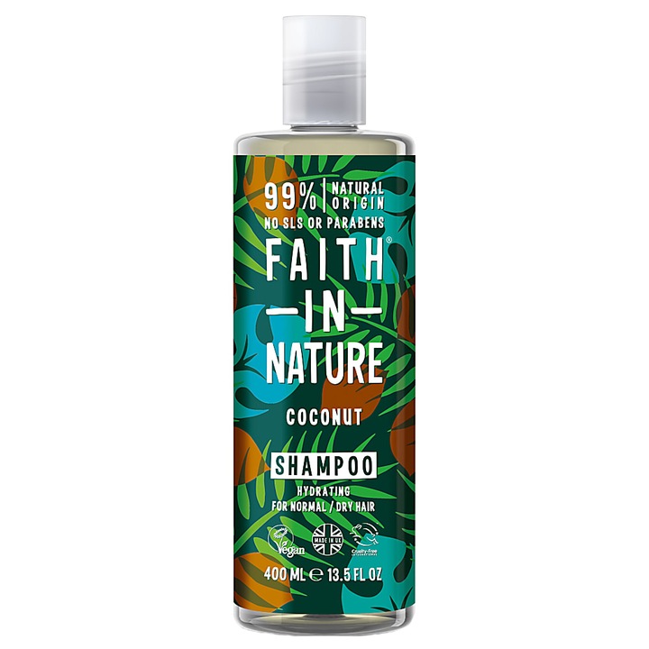 Sampon natural hidratant Faith in Nature cu cocos pentru par normal sau uscat, 400 ml