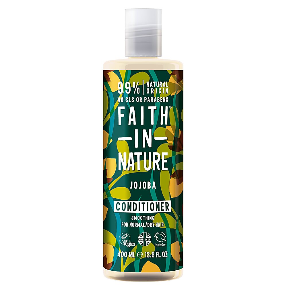 Balsam natural calmant Faith in Nature cu jojoba pentru par normal si deteriorat, 400 ml