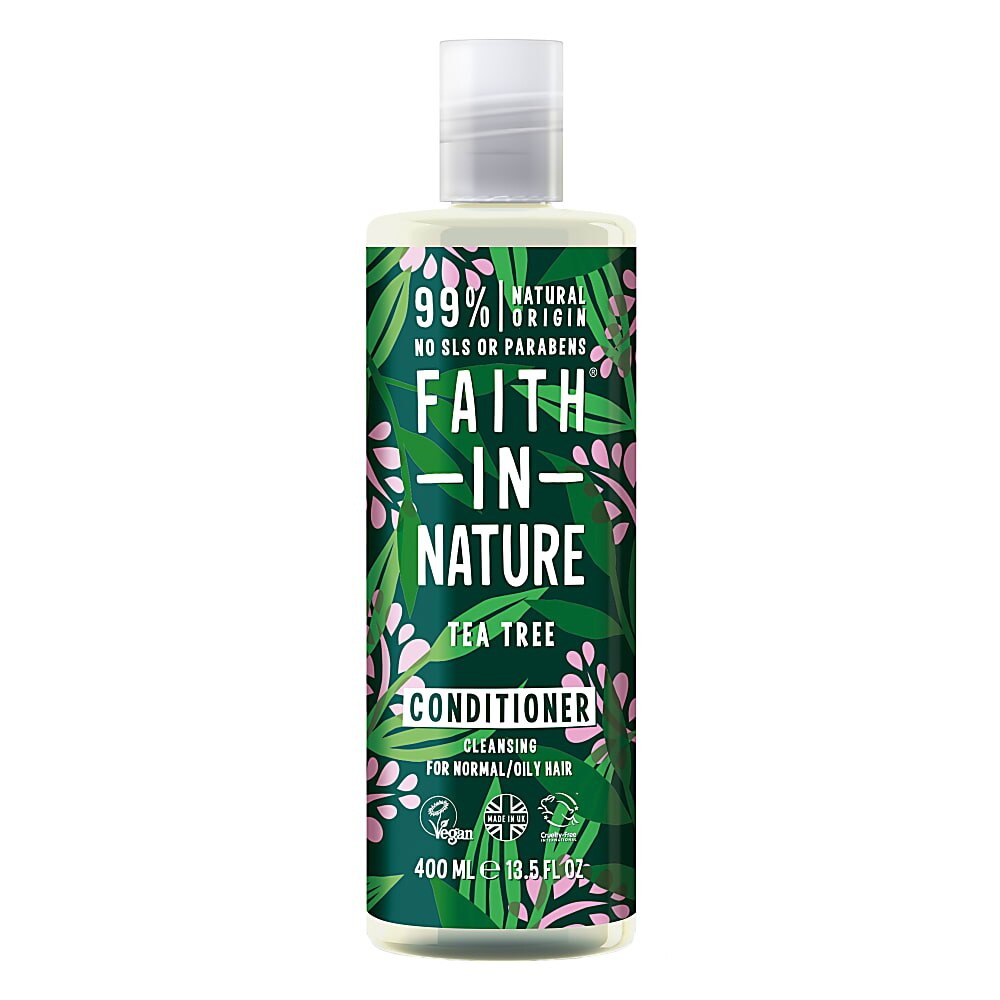 Balsam natural purificator Faith in Nature cu ulei din arbore de ceai pentru par gras cu matreata, 400 ml