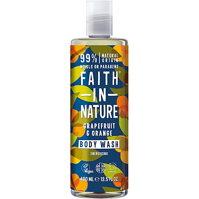 Gel de dus natural, energizant Faith in Nature cu grapefruit si portocala, 400 ml