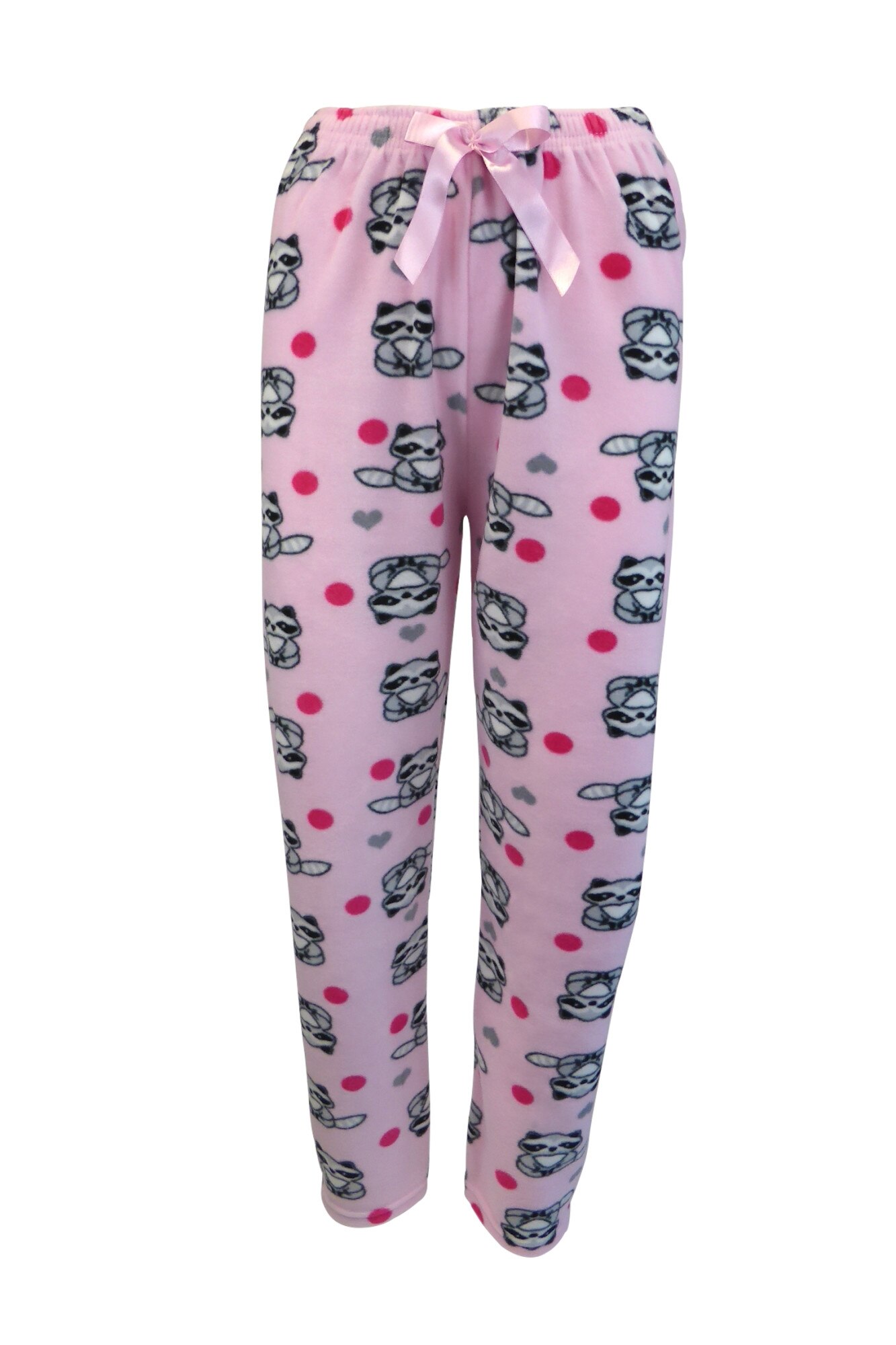 Pantaloni pijama dama, Univers Fashion, polar, roz deschis cu imprimeu gri si roz