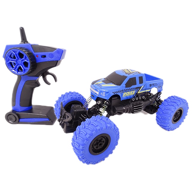 Masina de Teren cu Telecomanda Salamandra Kids®, Police Crawler, Albastru