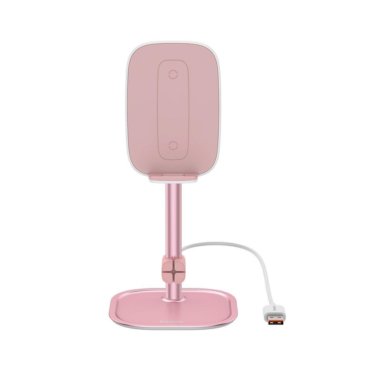 Suport telescopic Baseus cu incarcare wireless, Literary Youth Desktop Bracket, Rose Gold