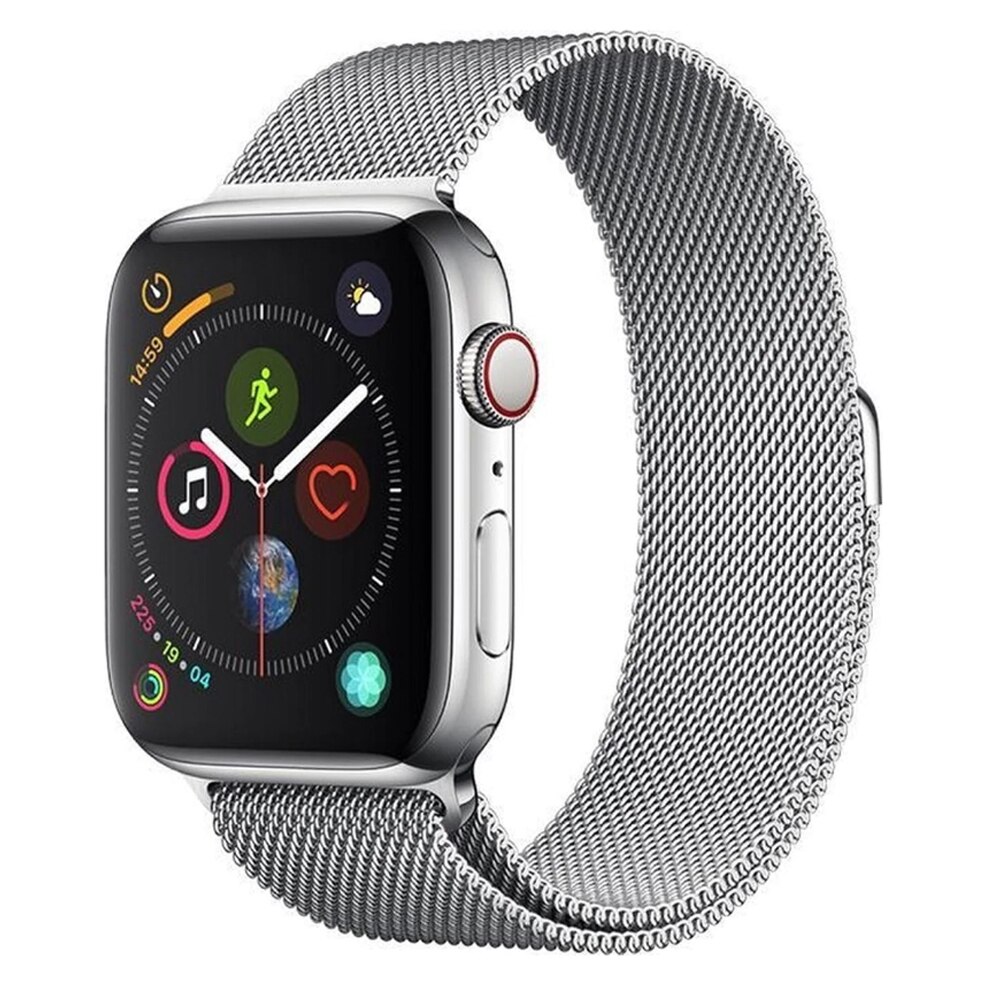 Curea Devia Elegant Milanese Loop pentru Apple Watch 42mm / 44mm, Silver, metalic, inchidere magnetica