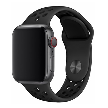 Curea Devia Deluxe Series Sport 2 pentru Apple Watch 42mm / 44mm, Black, silicon perforat Curea Devia Deluxe Series Sport 2 pentru Apple Watch 42mm / 44mm, Black, silicon perforat
