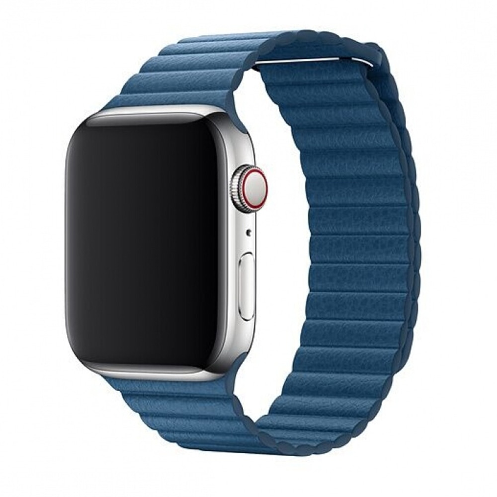 Curea Devia Elegant Leather Loop pentru Apple Watch 42mm/ 44mm, Cape Cod Blue, piele, inchidere magnetica