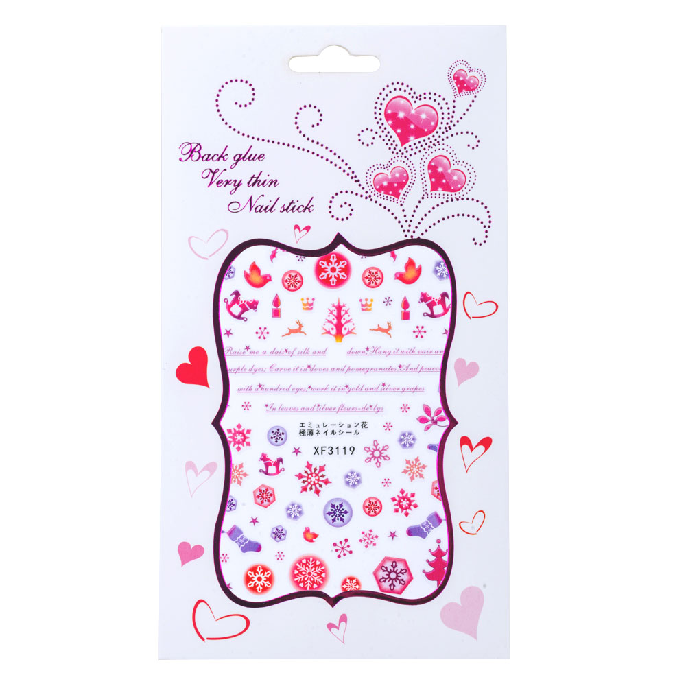 Sticker Lila Rossa pentru decor unghii, Craciun, Revelion si iarna, nail art, XF3119