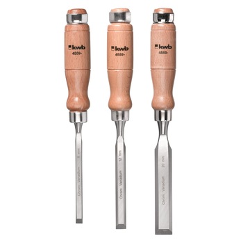 Set 3 bucati, Dalti pentru lemn 8,12,20 mm cu maner din lemn de fag, KWB Professional Set 3 bucati, Dalti pentru lemn 8,12,20 mm cu maner din lemn de fag, KWB Professional