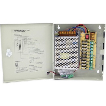 Sursa alimentare in comutatie 12V , 10A , in cutie metalica cu 9 canale ETP-PC09C100 Sursa alimentare in comutatie 12V , 10A , in cutie metalica cu 9 canale ETP-PC09C100
