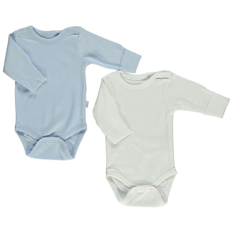 Set 2 body cu maneca lunga Bebetto - Always, Alb/Bleu