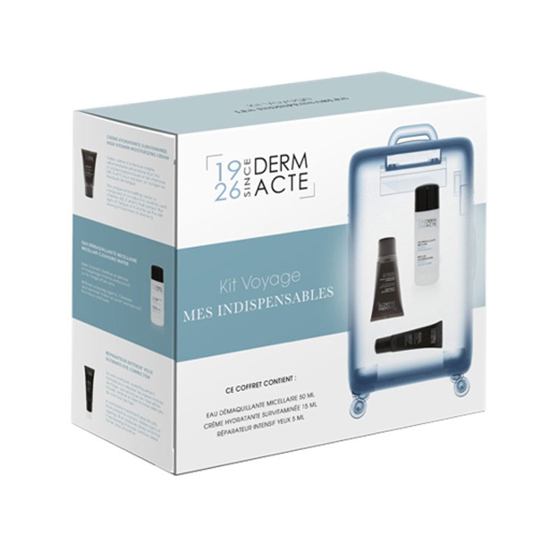 Kit travel Academie Apa micelara 50 ml, crema hidratanta cu vitamine 15ml, corector ochi 5 ml