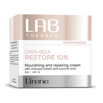 Crema de zi LAB Therapy nutritiva, hranitoare si reparatoare cu extract de chia-goji si acid succinic, SPF 15, 50ml Crema de zi LAB Therapy nutritiva, hranitoare si reparatoare cu extract de chia-goji si acid succinic, SPF 15, 50ml