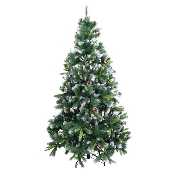 Brad artificial de Craciun, decorat cu conuri si ramuri inghetate, 866 varfuri, 210 cm Brad artificial de Craciun, decorat cu conuri si ramuri inghetate, 866 varfuri, 210 cm