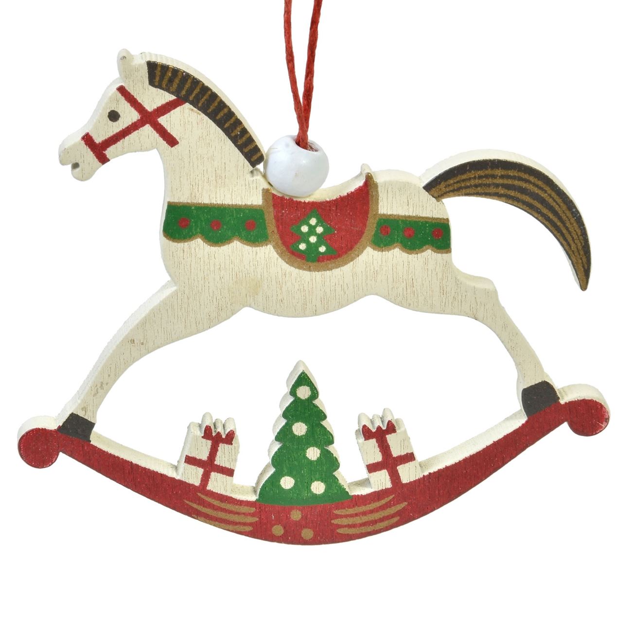 Ornament lemn Craciun in forma de calut, 12 cm