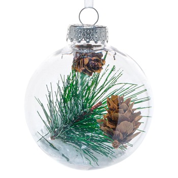 Glob brad de Craciun, decorat in interior, South Perfect Decor, 8 cm Glob brad de Craciun, decorat in interior, South Perfect Decor, 8 cm