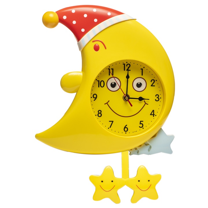 Ceas 'Luna zambareata', 32 cm, realizat din plastic