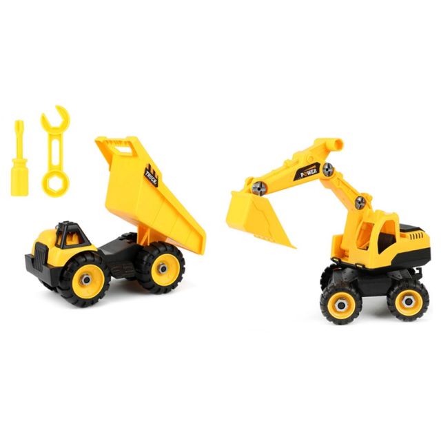 Set Vehicule de constructie basculanta si buldozer, Toi-Toys, 27 x 29.5 cm, 4 piese