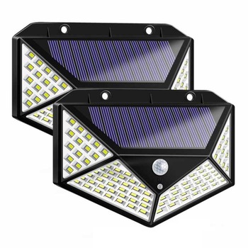 Set 2 lampi de exterior cu incarcare solara si senzor de miscare, 100 LED-uri, fixare pe perete Set 2 lampi de exterior cu incarcare solara si senzor de miscare, 100 LED-uri, fixare pe perete