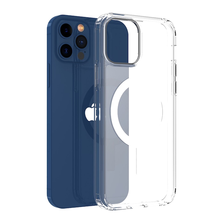 Apple iPhone 12 Mini TPU+PC mágneses szilikon tok, Átlátszó