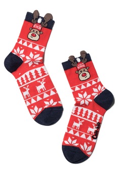 Sosete haioase cu motive de Craciun, DiWaRi 445, rosu, 42-45 Sosete haioase cu motive de Craciun, DiWaRi 445, rosu, 42-45