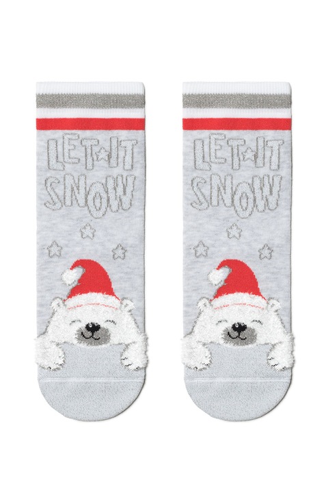 Коледни чорапи с шарка Conte Elegant, 443, 36-39,Сив