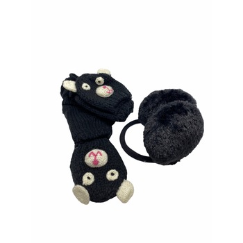 Set manusi si aparatoare urechi, Atelier, Negru Set manusi si aparatoare urechi, Atelier, Negru