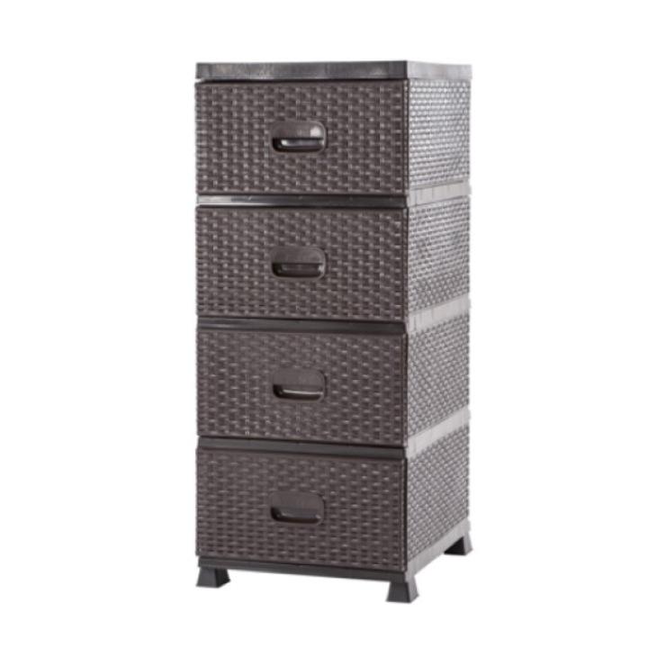 Dulap depozitare cu aspect ratan, Escalate, 38 x 45 X 90 cm, Maron