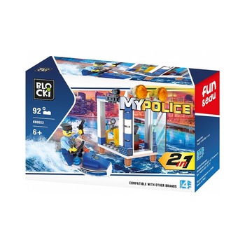 Joc constructie Blocki, Turn control, Politia navala, 92 piese, Robentoys Joc constructie Blocki, Turn control, Politia navala, 92 piese, Robentoys