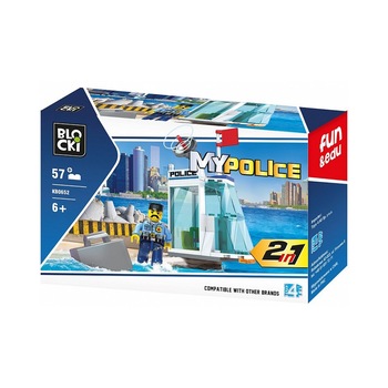 Joc constructie Blocki, Turn control, Politia navala, 57 piese, Robentoys Joc constructie Blocki, Turn control, Politia navala, 57 piese, Robentoys