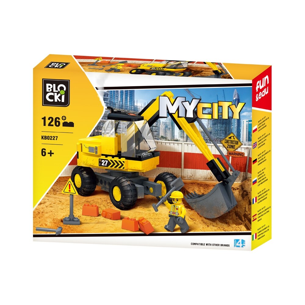 Joc constructie Blocki, Excavator, 126 piese, Robentoys