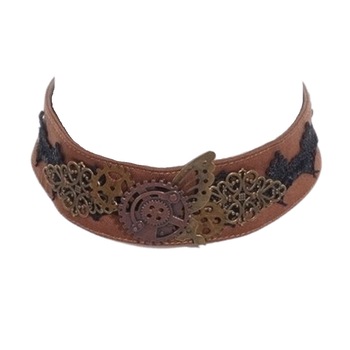 Retro choker RQBL 31466 maro / bronz, textile Retro choker RQBL 31466 maro / bronz, textile