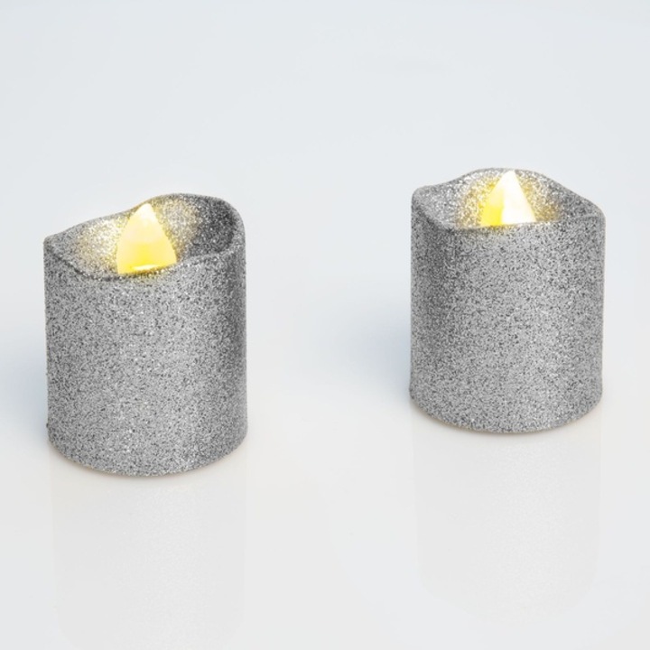 LED gyertya ezüst színben, 2 db / bliszter