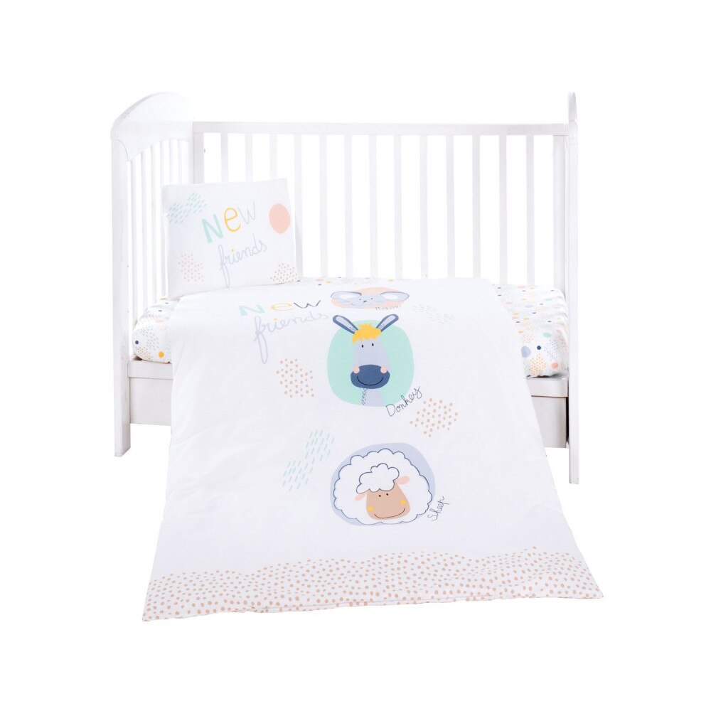 Lenjerie patut cu 3 piese 120x60 cm KikkaBoo New Friends