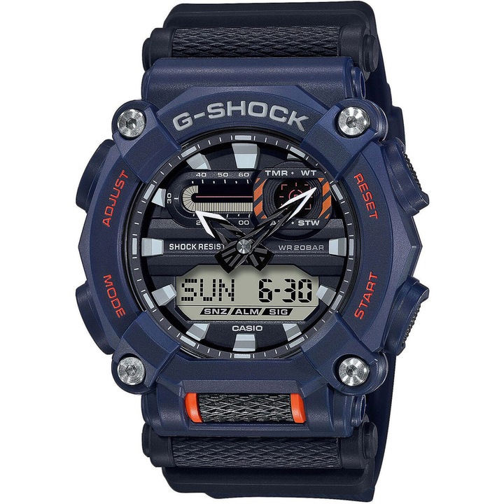 Casio, Кварцов часовник G-shock с каишка от смола, Син