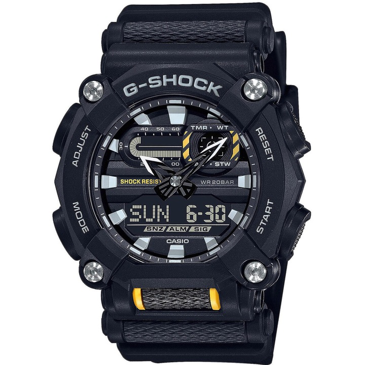 Casio, G-Shock digitális és analóg kijelzős karóra, Fekete