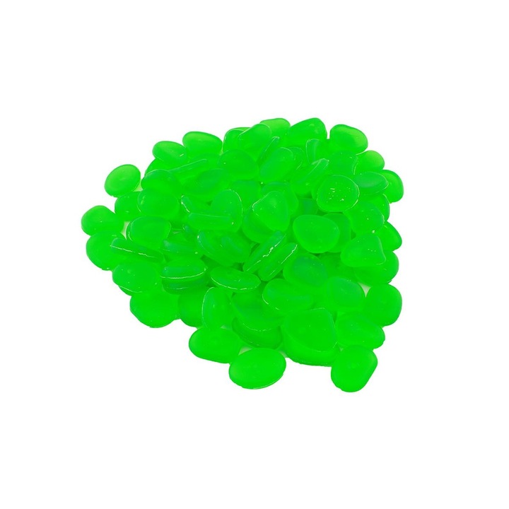 Fluoreszkáló díszkő készlet, átmérő 2-3cm, zöld színű, 100 db